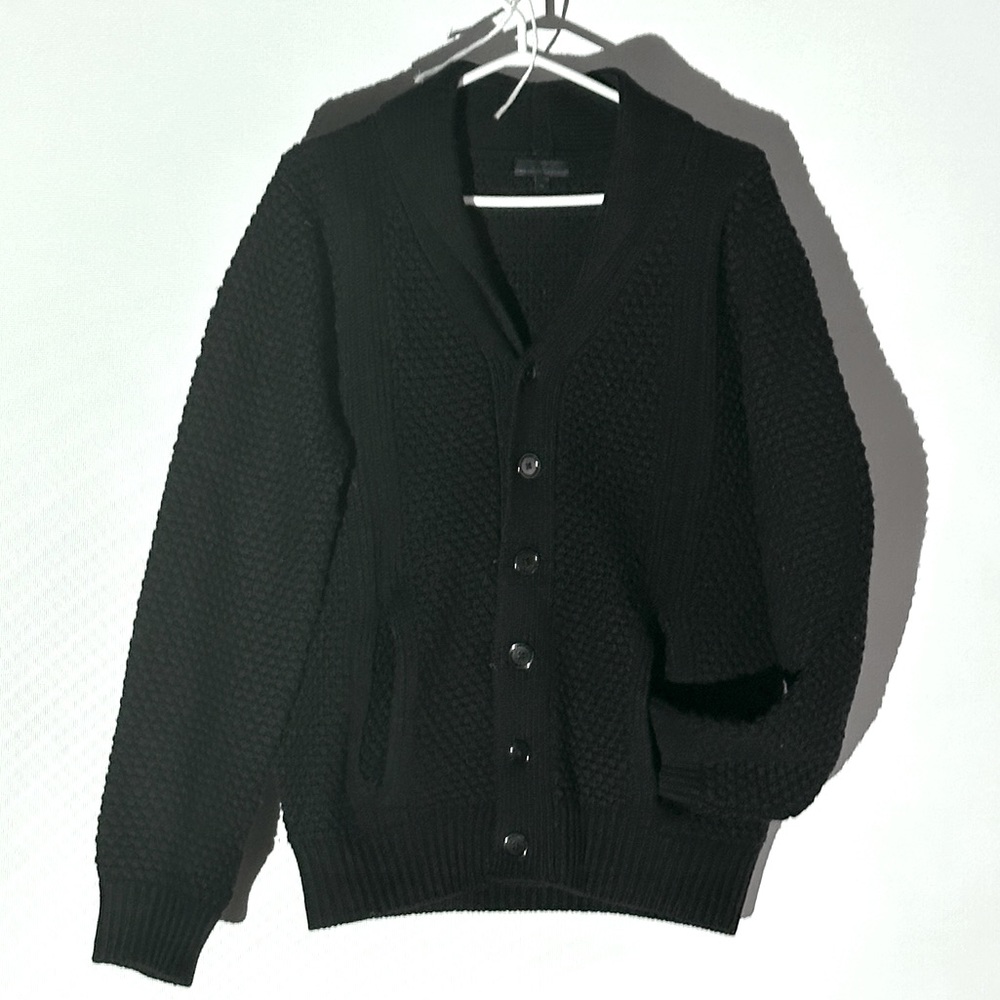 Patrick Assaraf black knit 100% merino wool cardigan